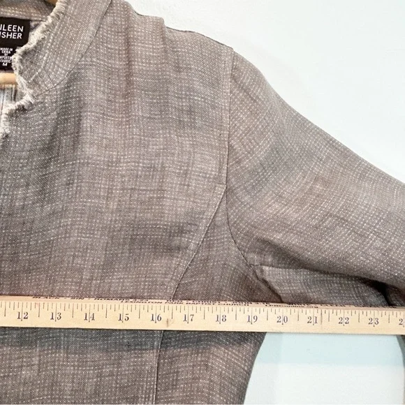 Eileen Fisher 100% Irish Linen Distressed Lightweight Jacket M Gray Lagenlook - Picture 5 of 11